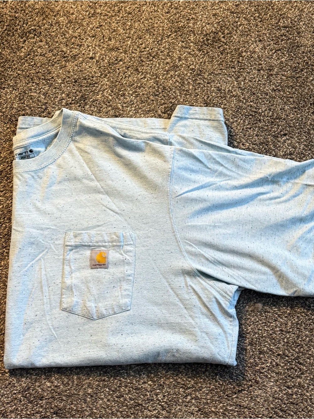 Carhartt Light Blue Speckled Pocket Tee with Logo Patch